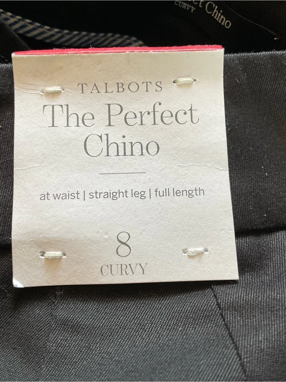 Talbots The Perfect Curvy Chino Pants Black 8 NWT Straight Leg Full Length